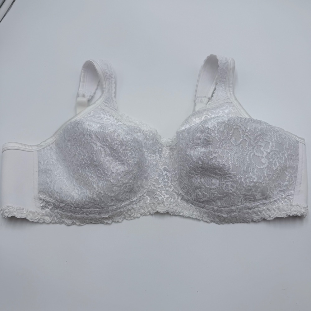 Playtex 18 Hour White Floral Lace Wireless Full Coverage Bra 44C 4088